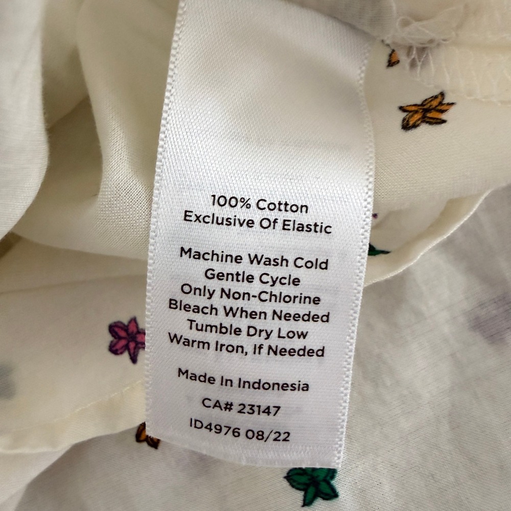 Talbots Blissful Floral Print Popover 3X White Multi Smocked Cuff Boho Blouse - Picture 6 of 9